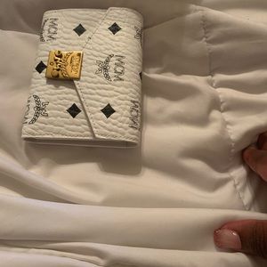 Authentic White MCM French Wallet